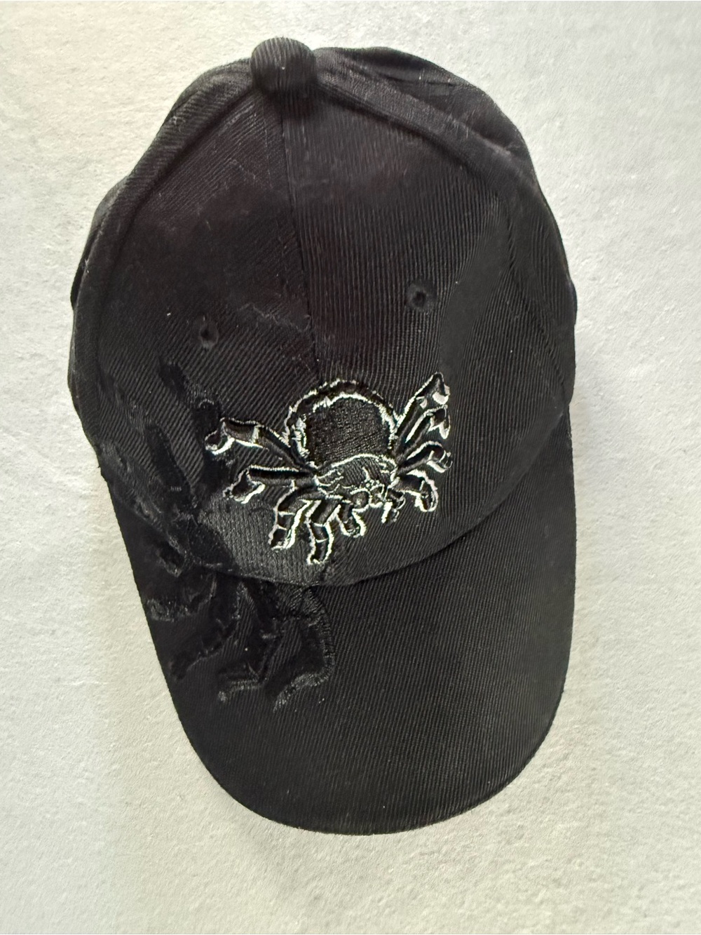 Black Spider Embroidered Dad Hat Cap Asymmetrical Design Vintage Men Women